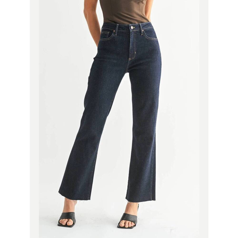 NEW JUST BLACK DENIM cropped flare jeans in dark wash